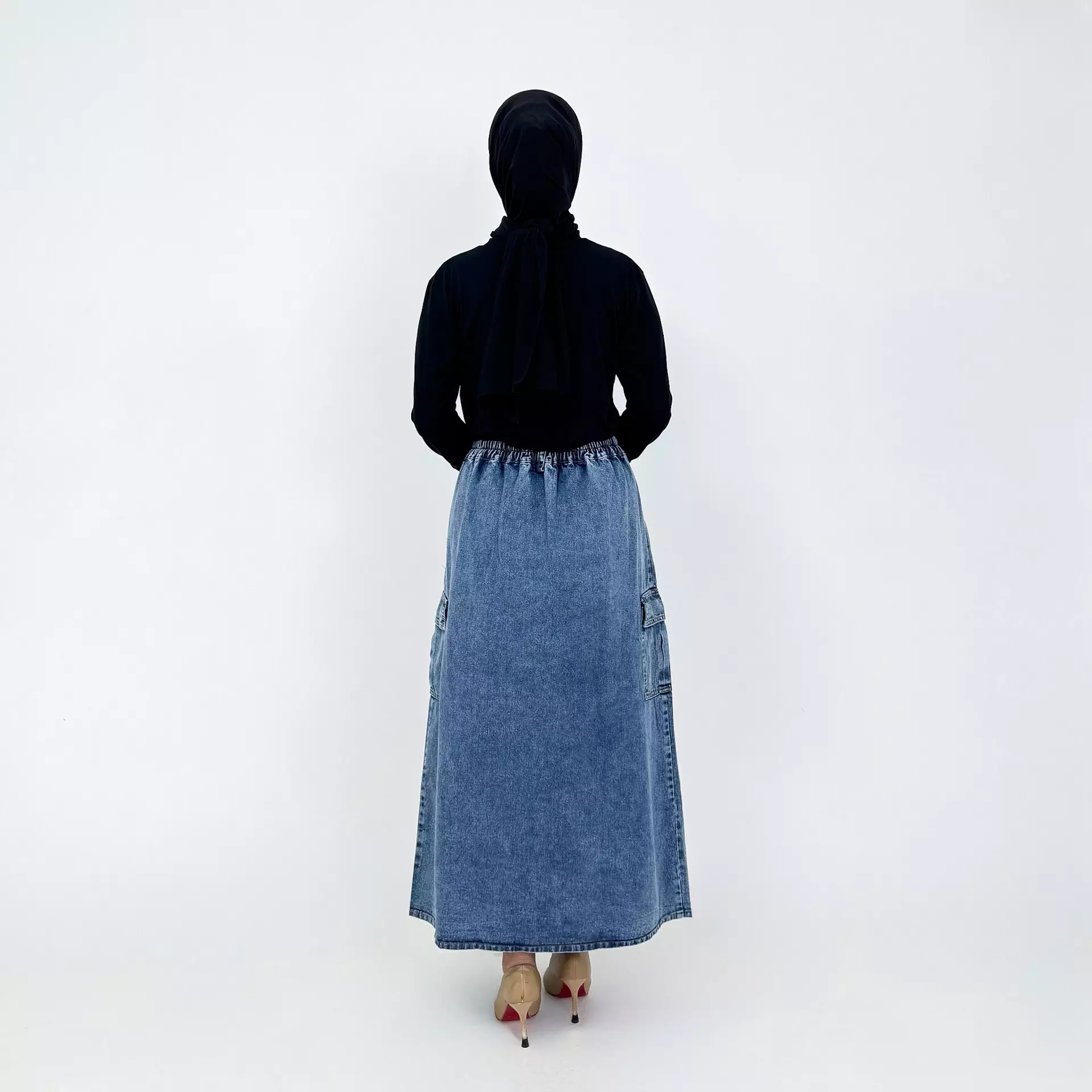 Rok Panjang Jeans Wanita LONG SKIRT DENIM CARGO BASIC