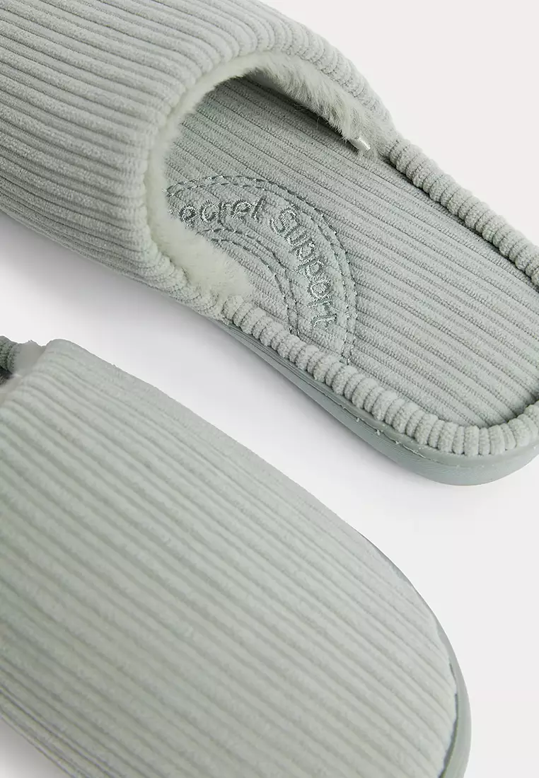 Faux Fur Lined Slippers With Secret Support