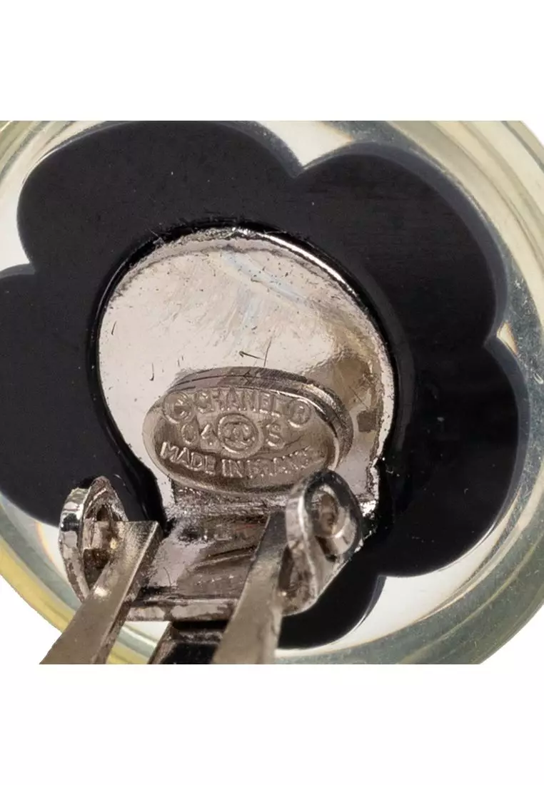 Pre-Loved Chanel Cc Resin Flower Clip On Earrings