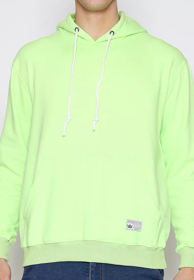 17SEVEN Hoodie basic Pria 028-HIJAU STABILO