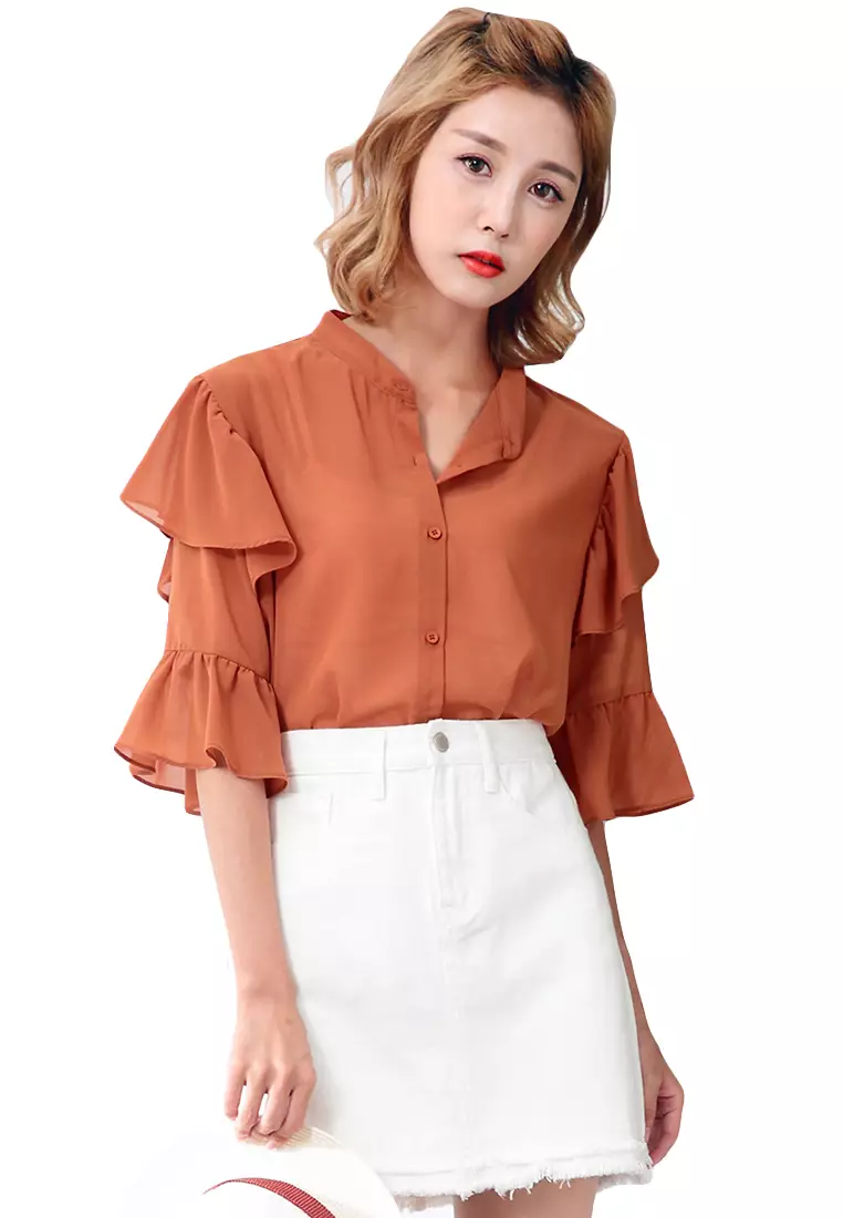 Buy Its Me Single-breasted Chiffon Blouse 2025 Online ZALORA