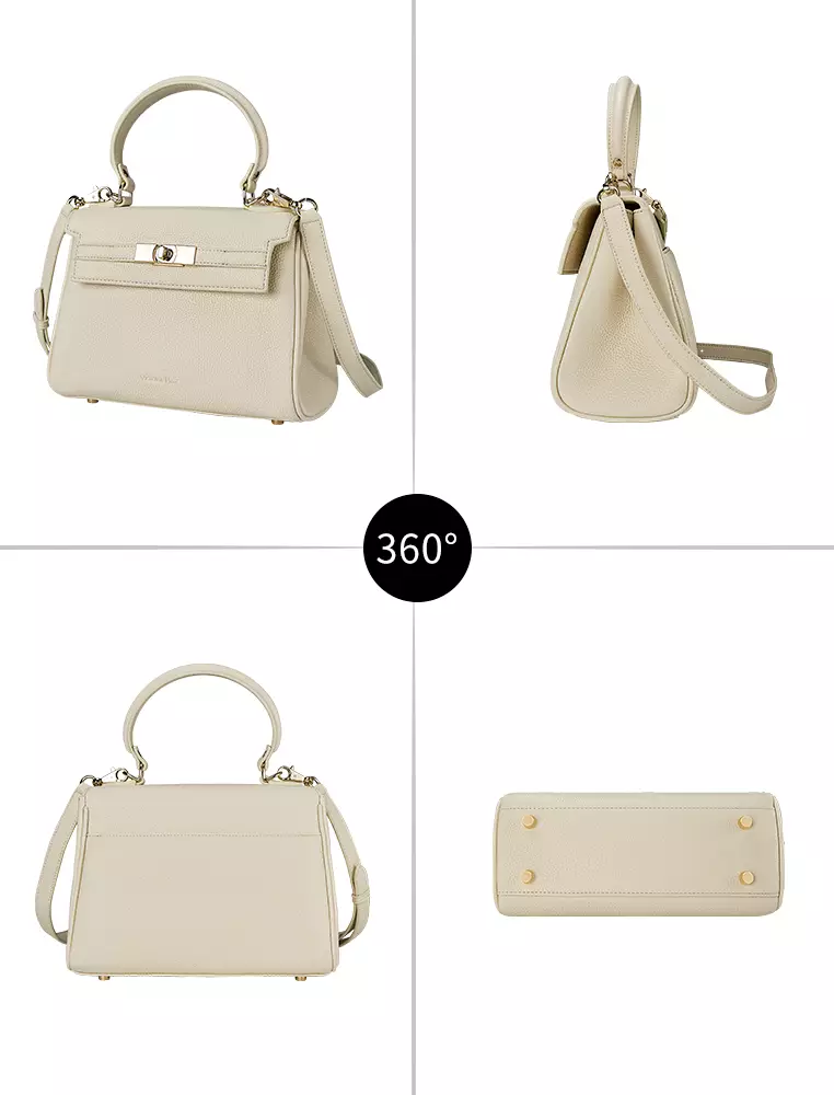 Victoria S 女士時尚休閒手提包 小號女士皮包/單肩包/斜背包/吊帶包 - 白色