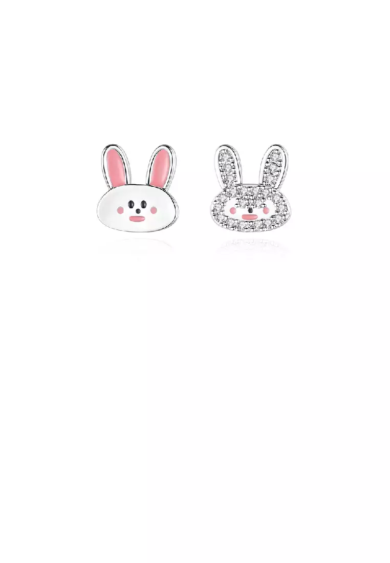 Buy Glamorousky Cute Sweet Rabbit Stud Earrings with Cubic
