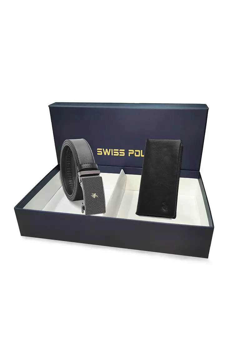 Gift Set - Leather RFID Wallet + 35mm Automatic Buckle Belt - Black