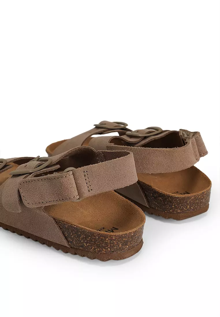 Split Leather Sandals with Buckle