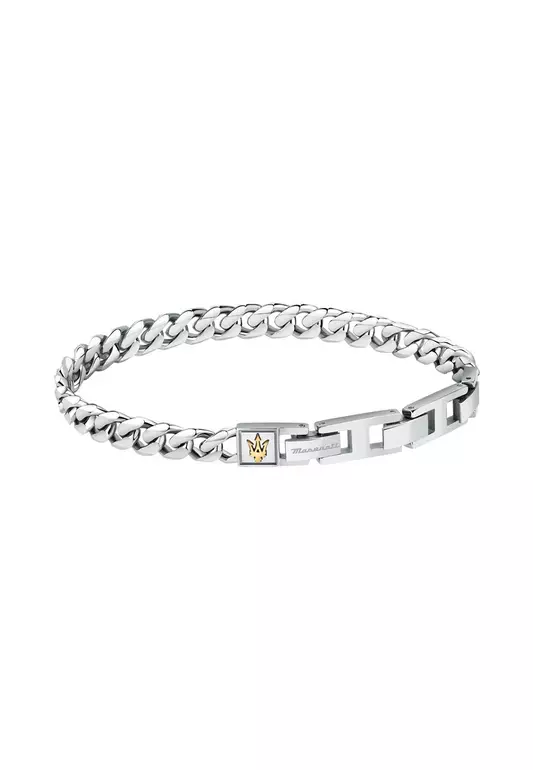 Maserati Jewels 220mm Men's Stainless Steel Bracelet, Silver & Gold, JM422AVD09 (Adjustable)