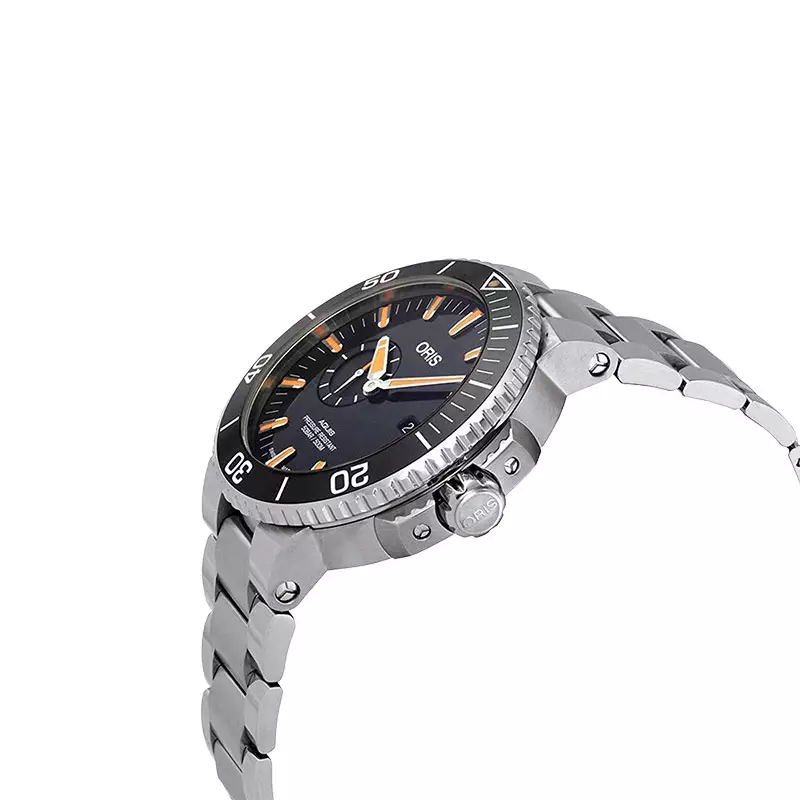 Jam Tangan Pria Oris Aquis 01-743-7733-4159-07-8-24-05PEB Small Second Date Black Dial Stainless Steel Strap