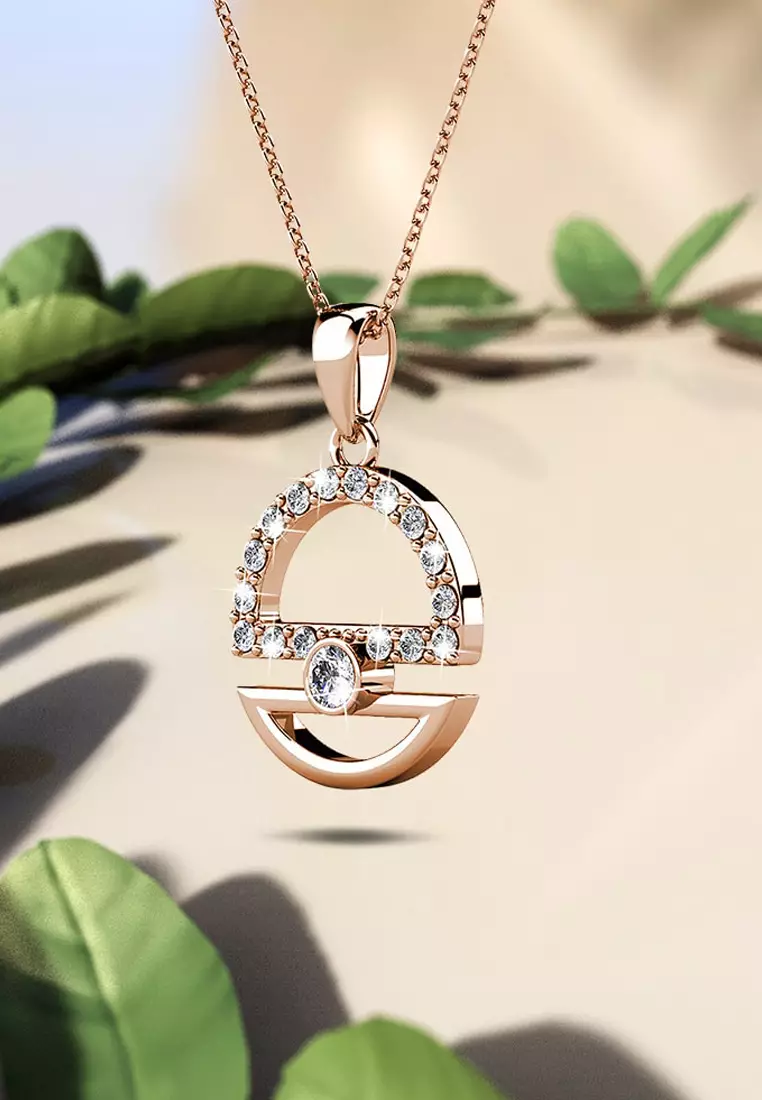 Modern Sphere Pendant Necklace in Rose Gold Adorned with Crystals from SWAROVSKI®