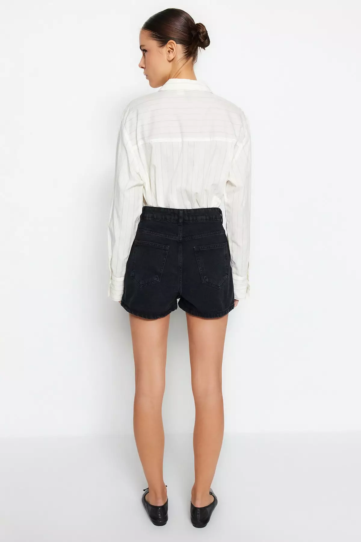 High Waist Denim Skorts