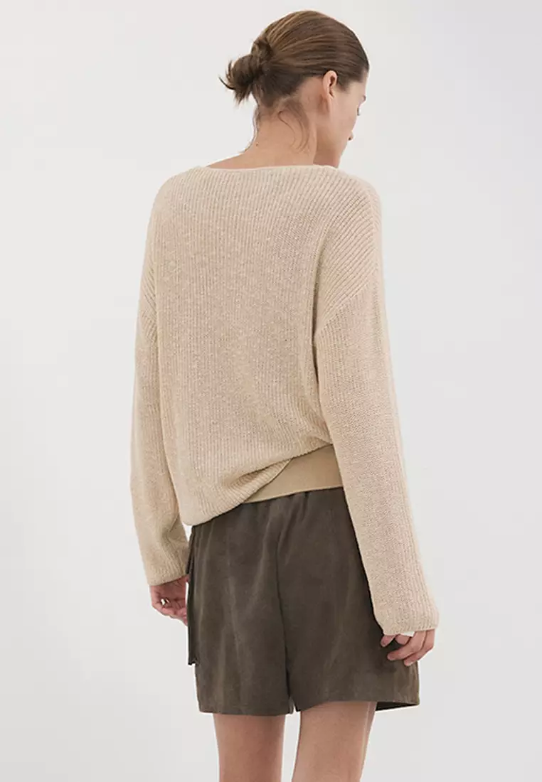 V-Neck Openwork Knitted Sweater