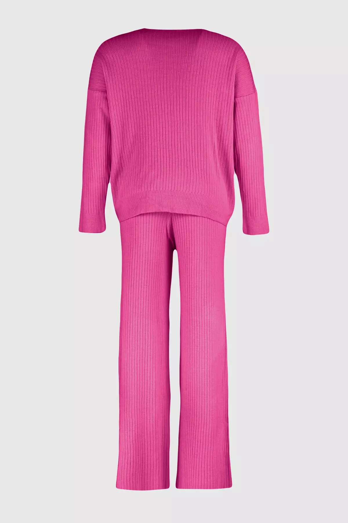 Plus Size Ribbed Sweater & Wide Leg Pants Set
