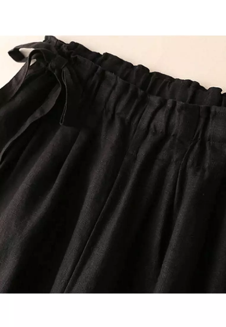 Pituitary Sensation Cotton-flax Wide-legged Pants RZ9026-1