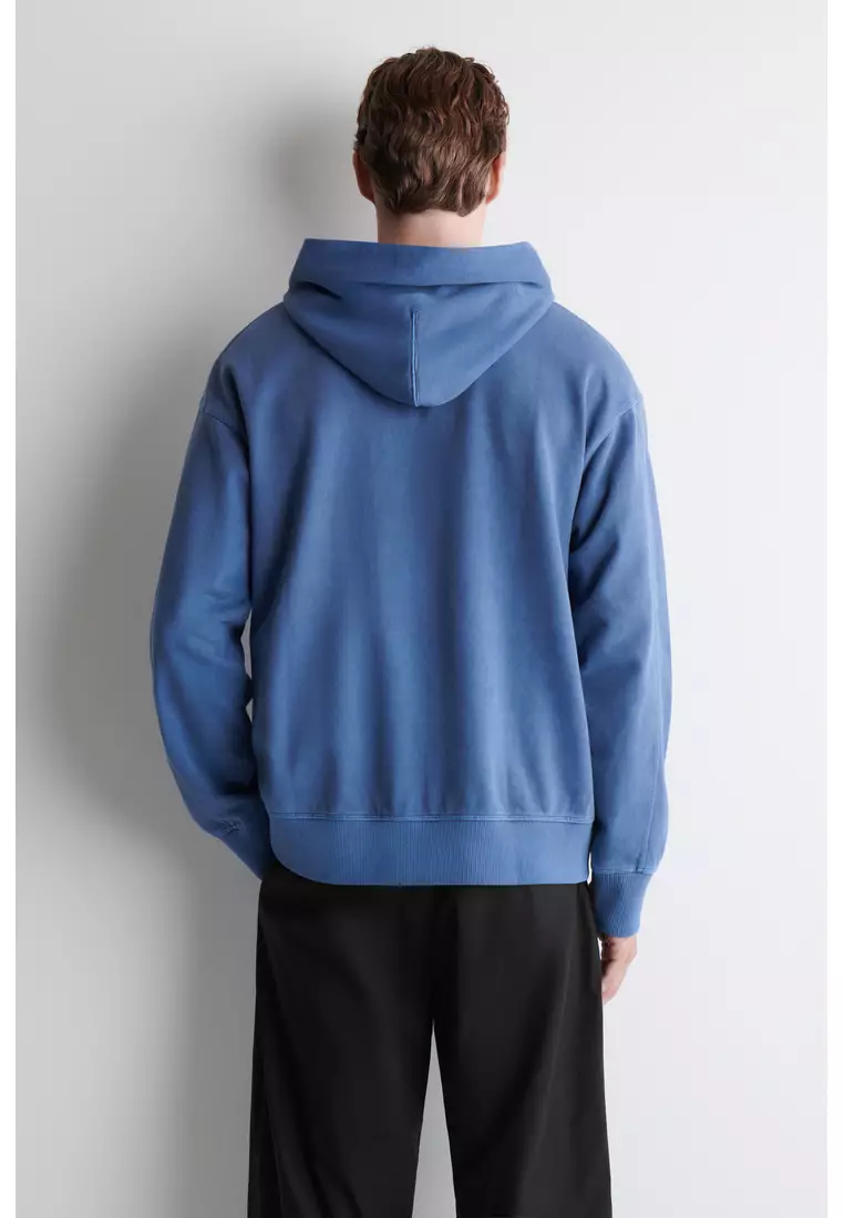 WASHED COTTON-JERSEY HOODIE