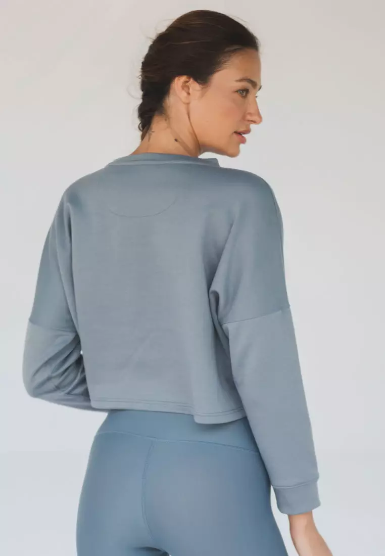 Loraine Long Sleeve Crop Top - Storm Blue