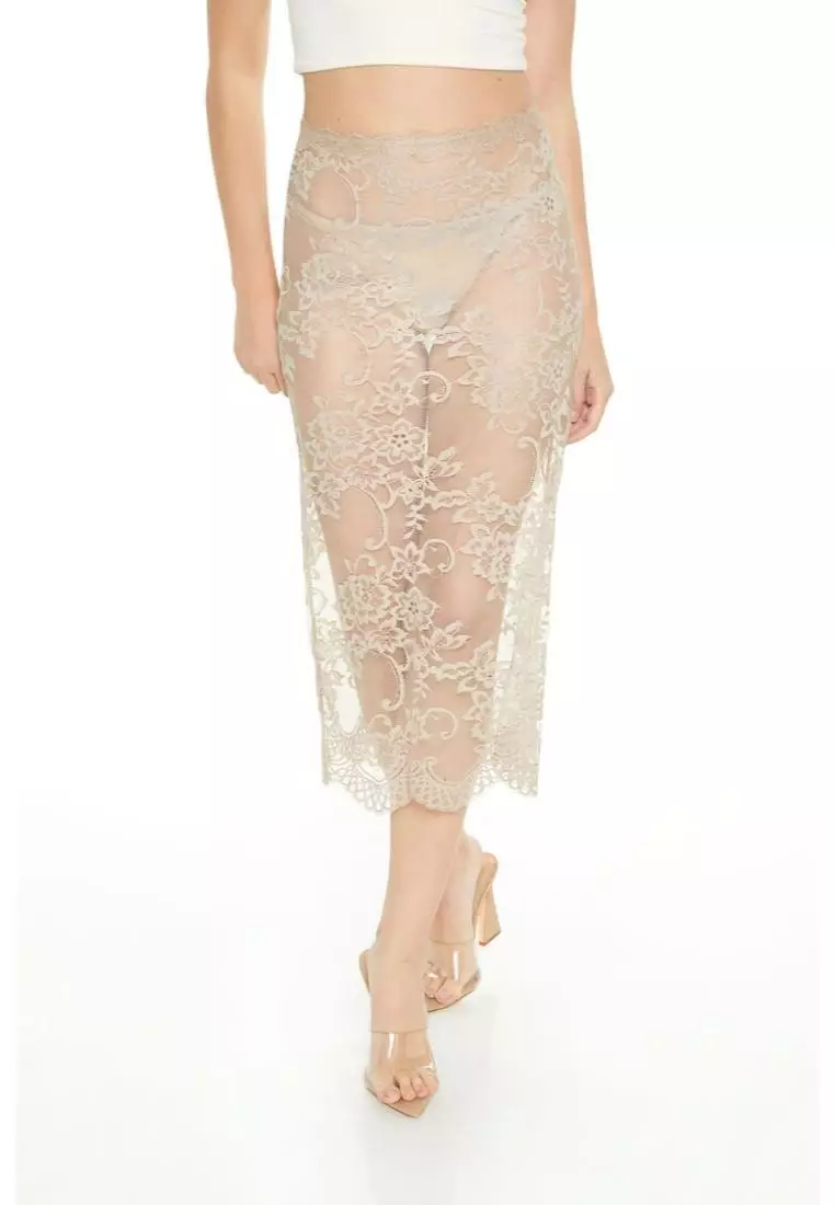 Lace High Low Skirt Forever 21 Buy FOREVER 21 Sheer Lace Scalloped