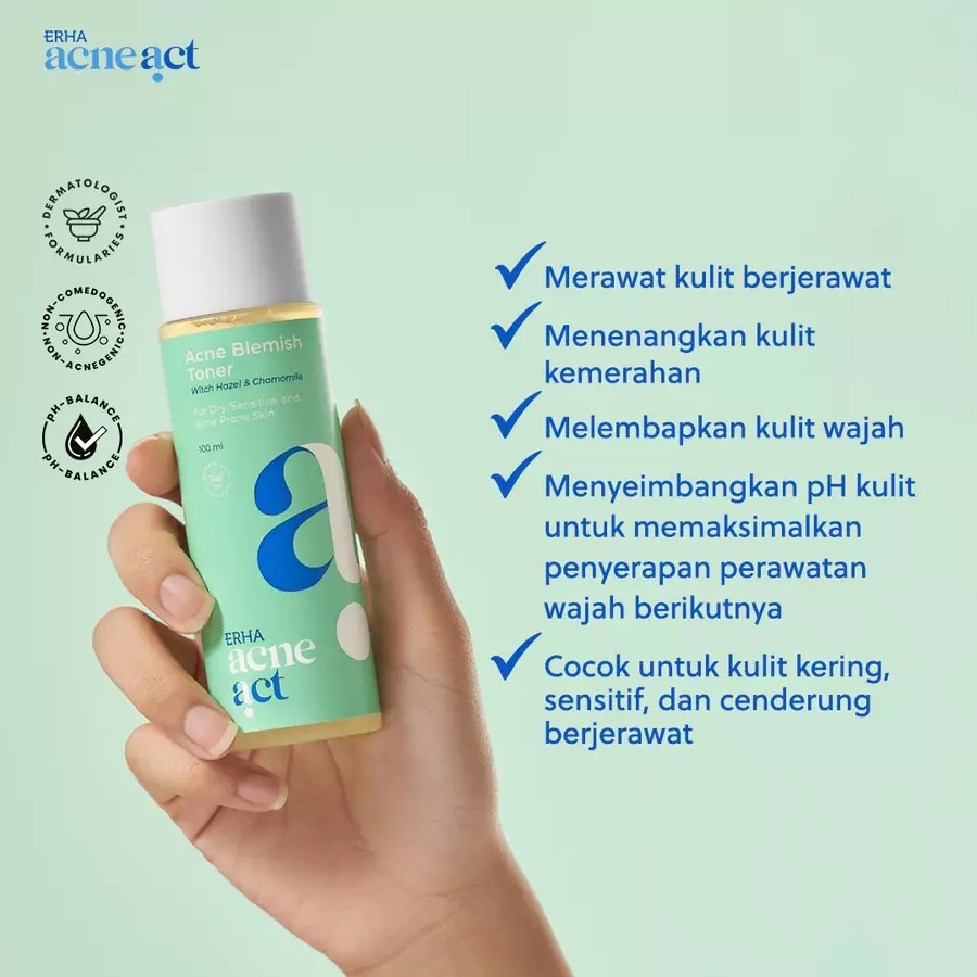 ERHA Acneact Witch Hazel & Chamomile Acneact Blemish Toner 100 Ml - Toner Wajah Berjerawat