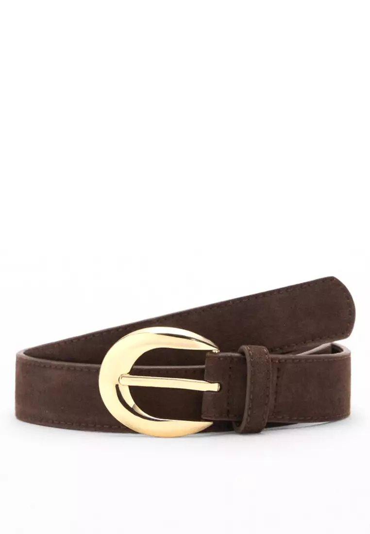 Leather Belt With Oval Buckle