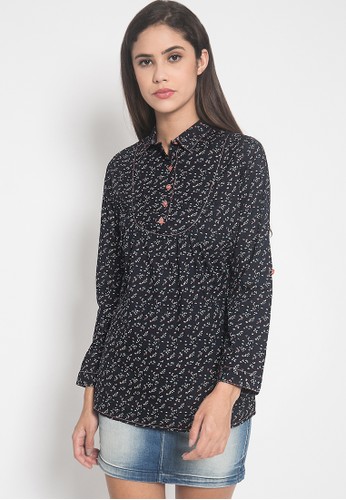 Jual Lgs Slim Fit Kemeja Wanita Lengan Panjang Motif Shanghai Hitam Original Zalora Indonesia
