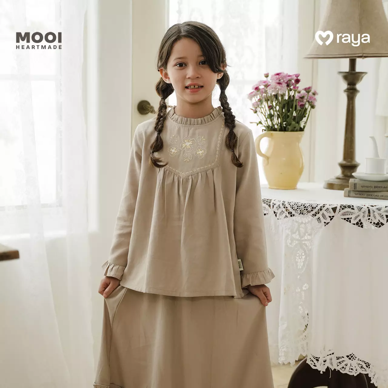 Mooi Setelan Anak Perempuan Raya Collection Hamnah Tunik Set Basic Series 2026 - Deep Navy