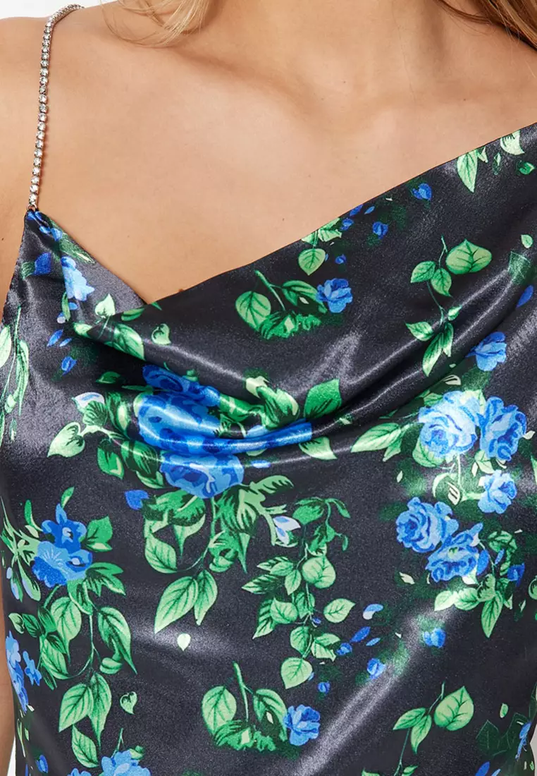 Floral Pattern Evening Dress