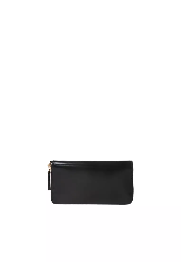 Tory Burch Emerson Patent Zip Around Continental Wallet In Black 162753
