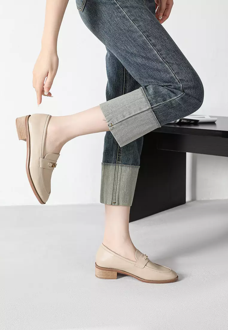 金屬搭扣真皮樂福鞋 TH128-9