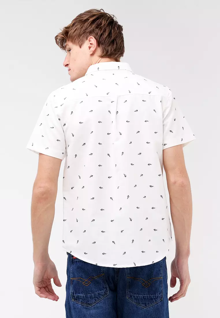 Woven Printed Oxford Short Sleeve Polo