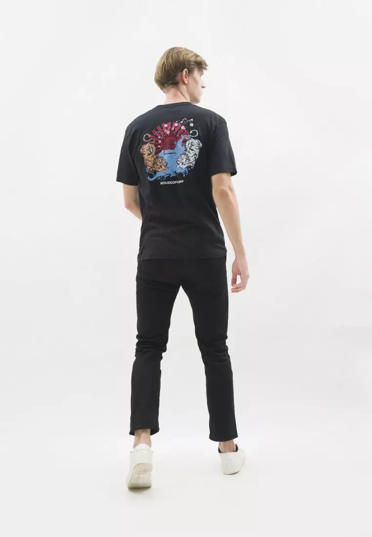 Kaos hitam tshirt polos houseofcuff motif White Tiger READY HINGGA 4XL