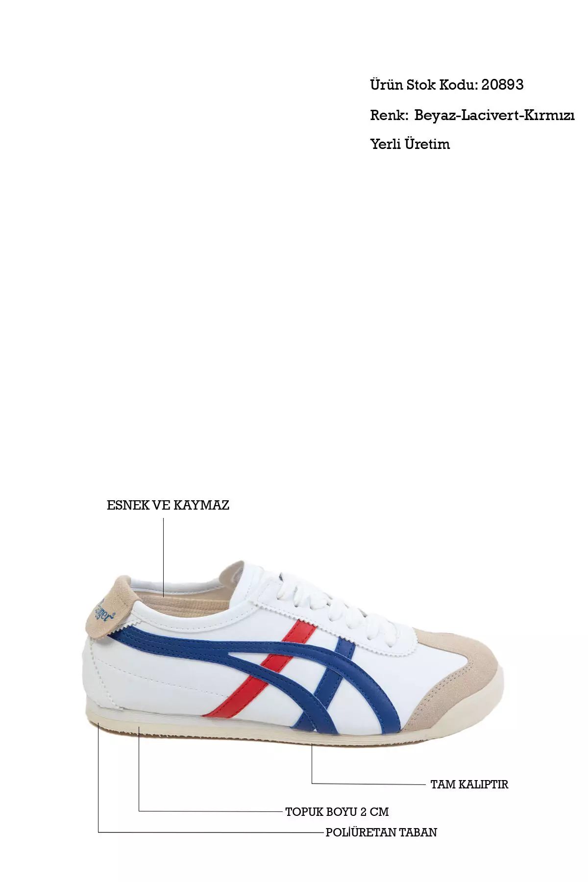 White-Navy Blue-Red Unisex Sneaker 20893