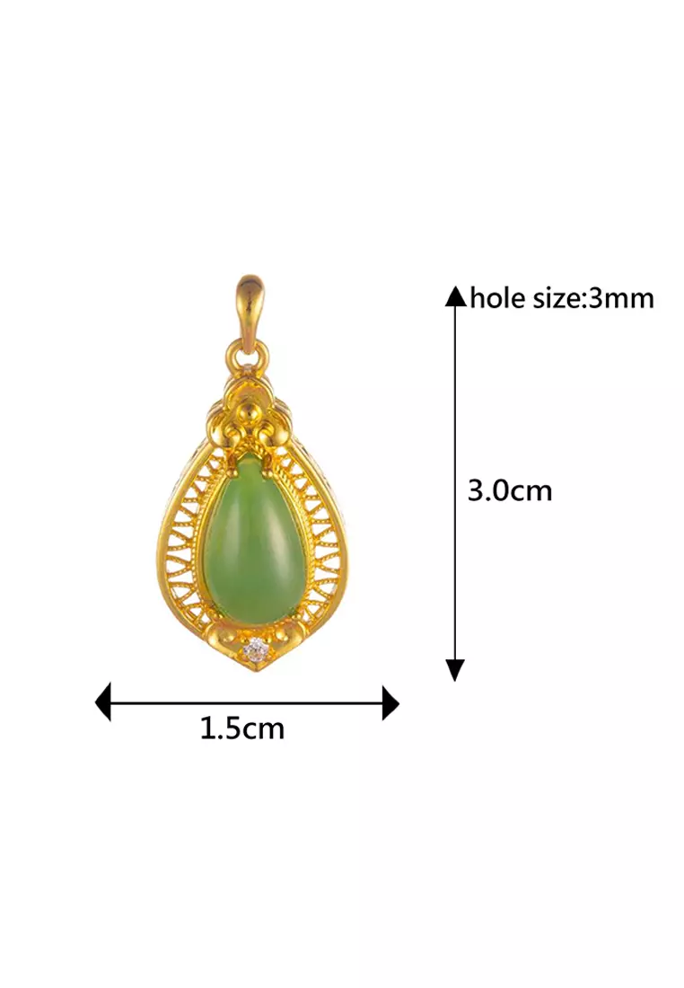 LITZ 999 (24K) Gold and Jade Pendant P162