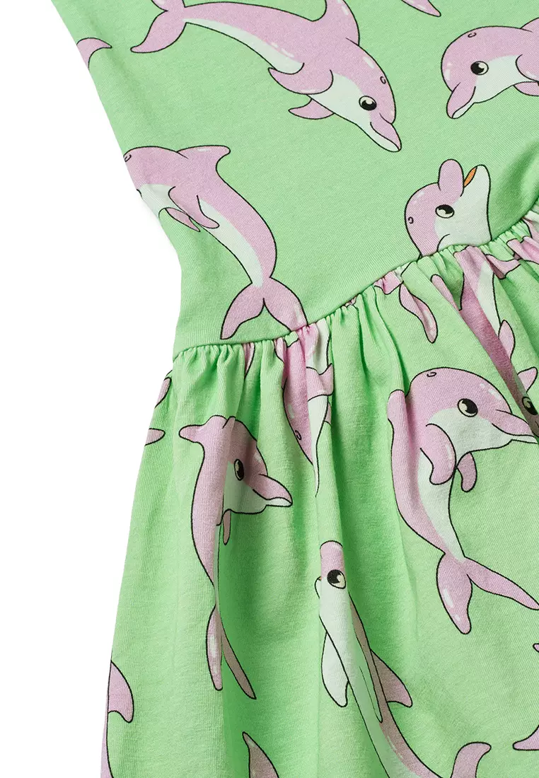 Sleeveless dress with dolphins