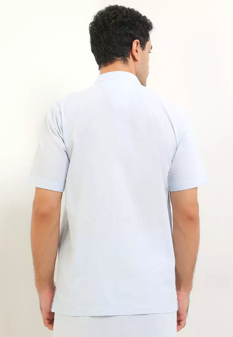 Zebrina Blue Short Sleeve Baju Koko