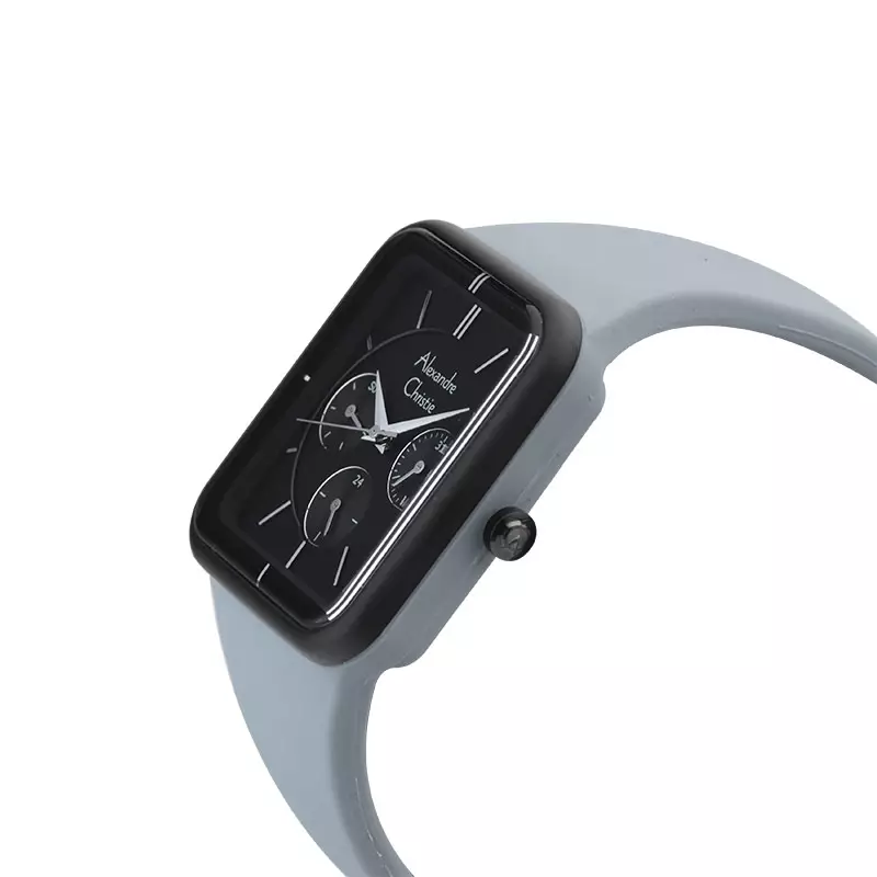 Jam Tangan Wanita Alexandre Christie Passion AC 2744 BF RIPBAGR Ladies Black Dial Grey Rubber Strap