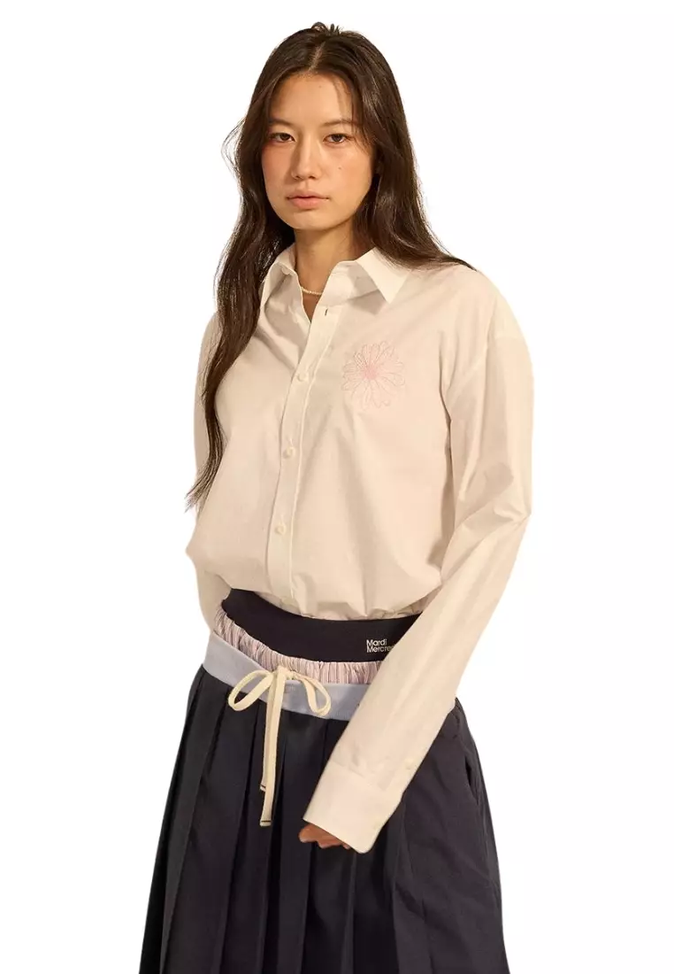 Cotton Poplin Shirt - White Pink