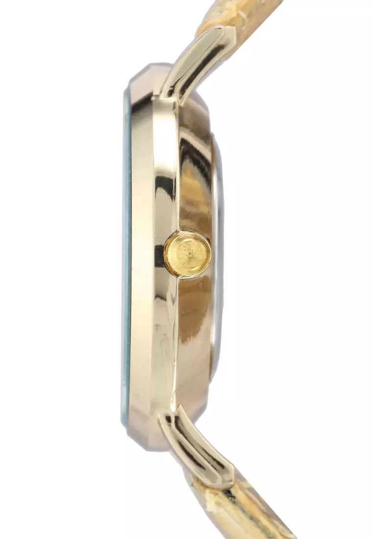 Round Face Gold Black And Gold Strap Watch