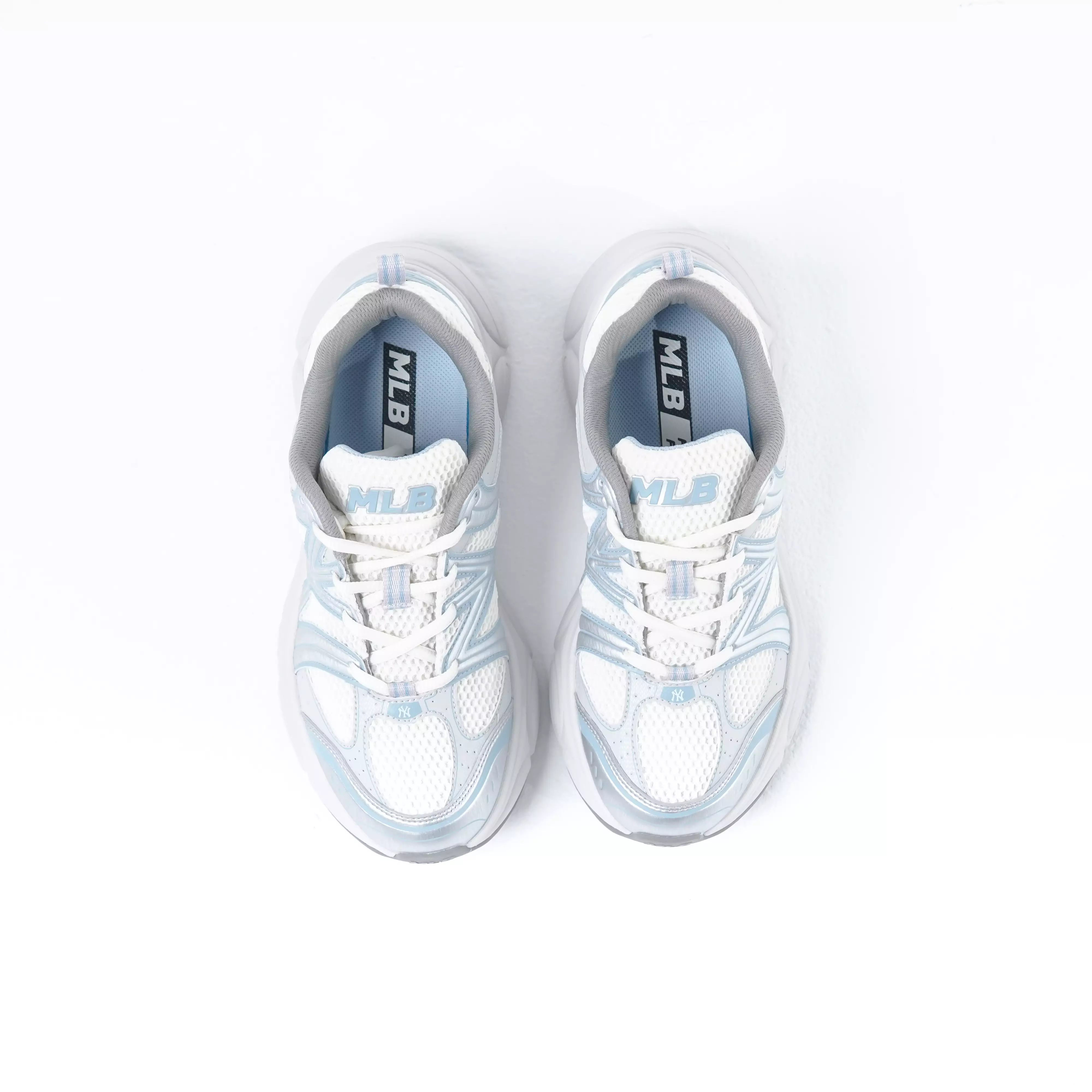 Sepatu MLB NY ACE RUNNER SILVER BLUE CREAM SNEAKER 100% ORIGINAL