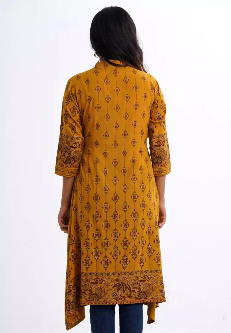 Le Reve 刺绣粘胶民族风长款束腰外衣