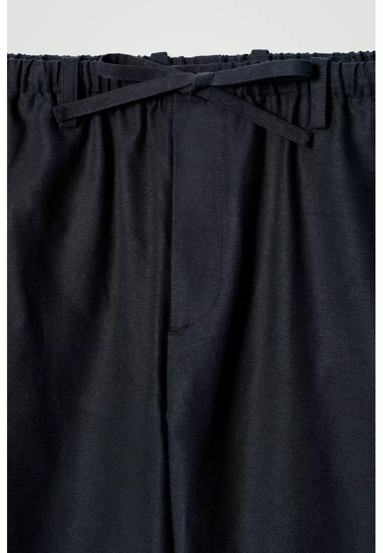 RELAXED-FIT BARREL-LEG DRAWSTRING TROUSERS