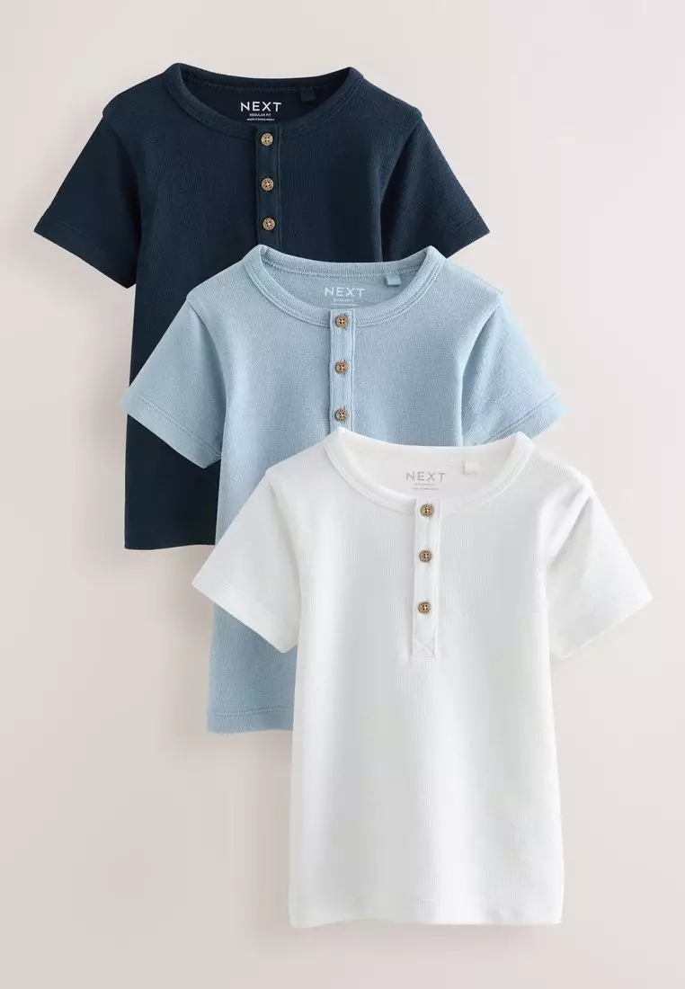 Buy NEXT Short Sleeve Henley Neck T-Shirts 3 Pack 2026 Online | ZALORA