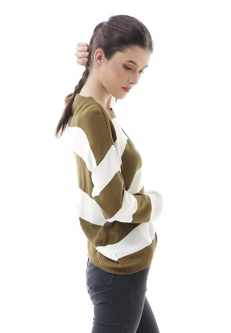 Nayara Sweater Rajut Atasan Wanita Oversize Long Sleeve Relaxed Fit - Bronze