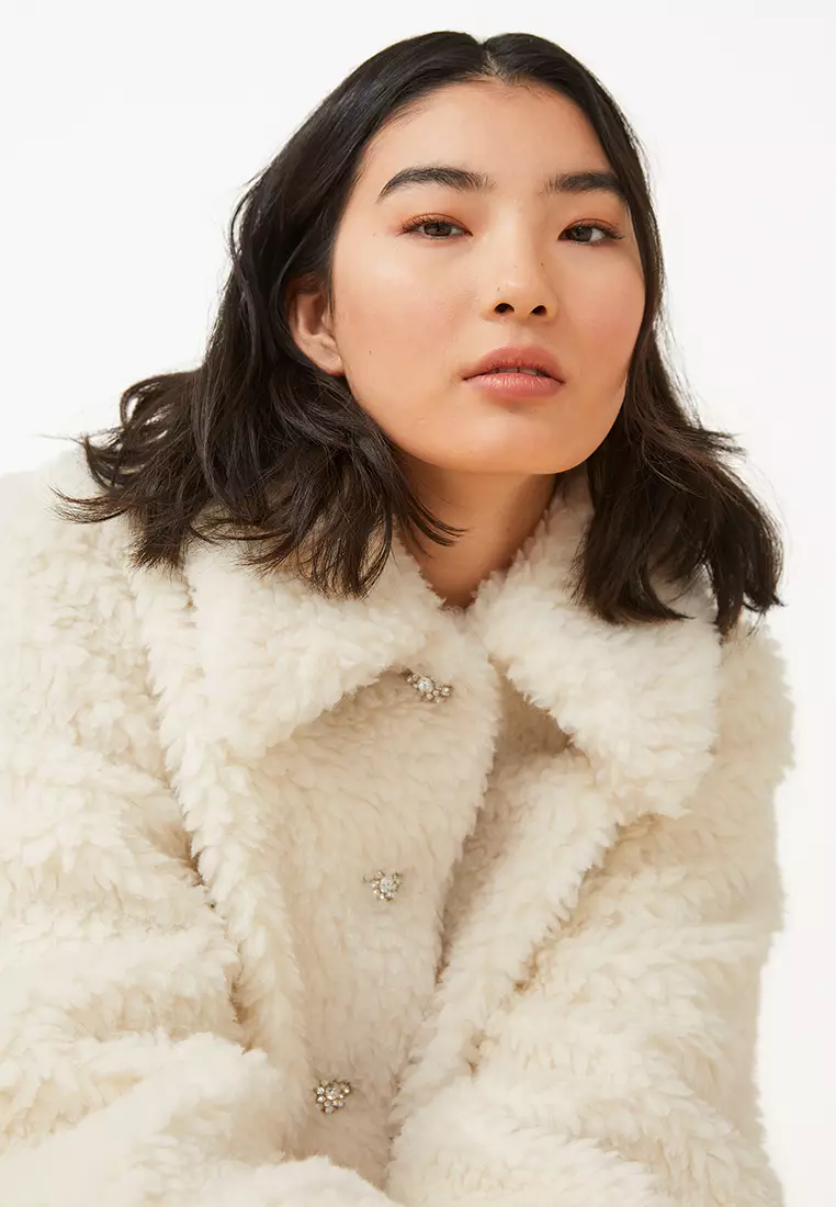 White pile hotsell coat