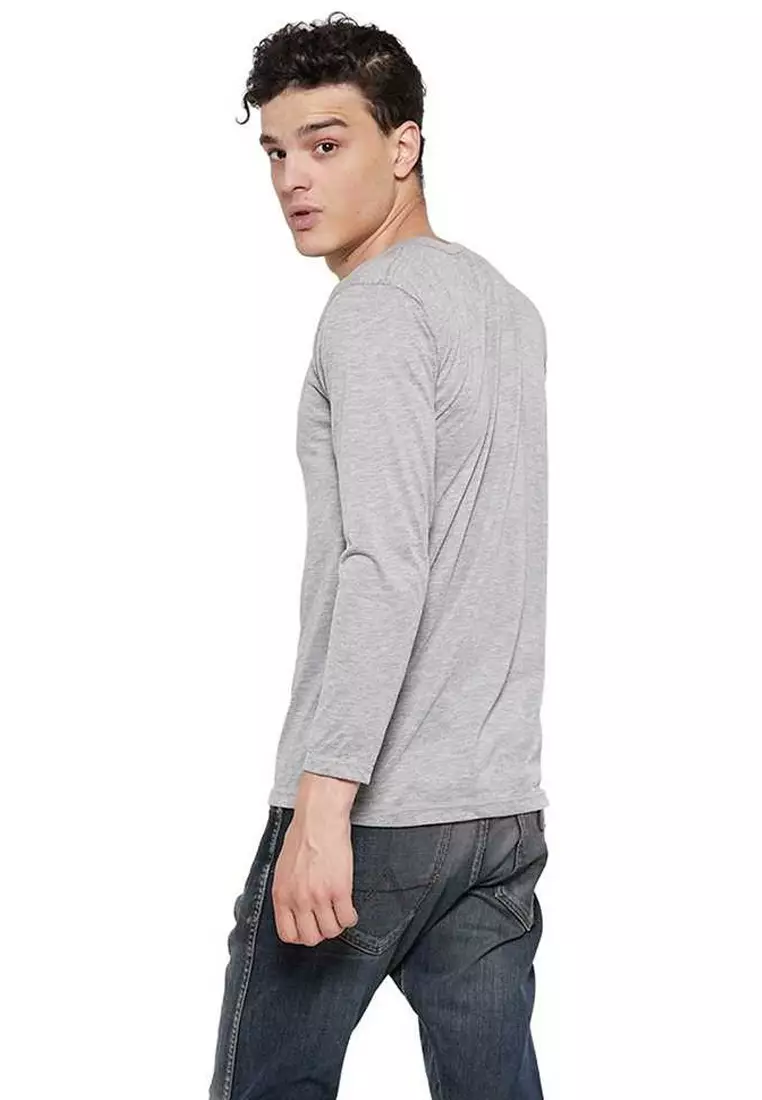 Jack T-shirt Baju Atasan Kaos Pria Lengan Panjang All Size Material Cotton ORIGINAL - Grey