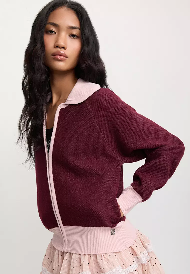 Zip-Up Collar Cardigan