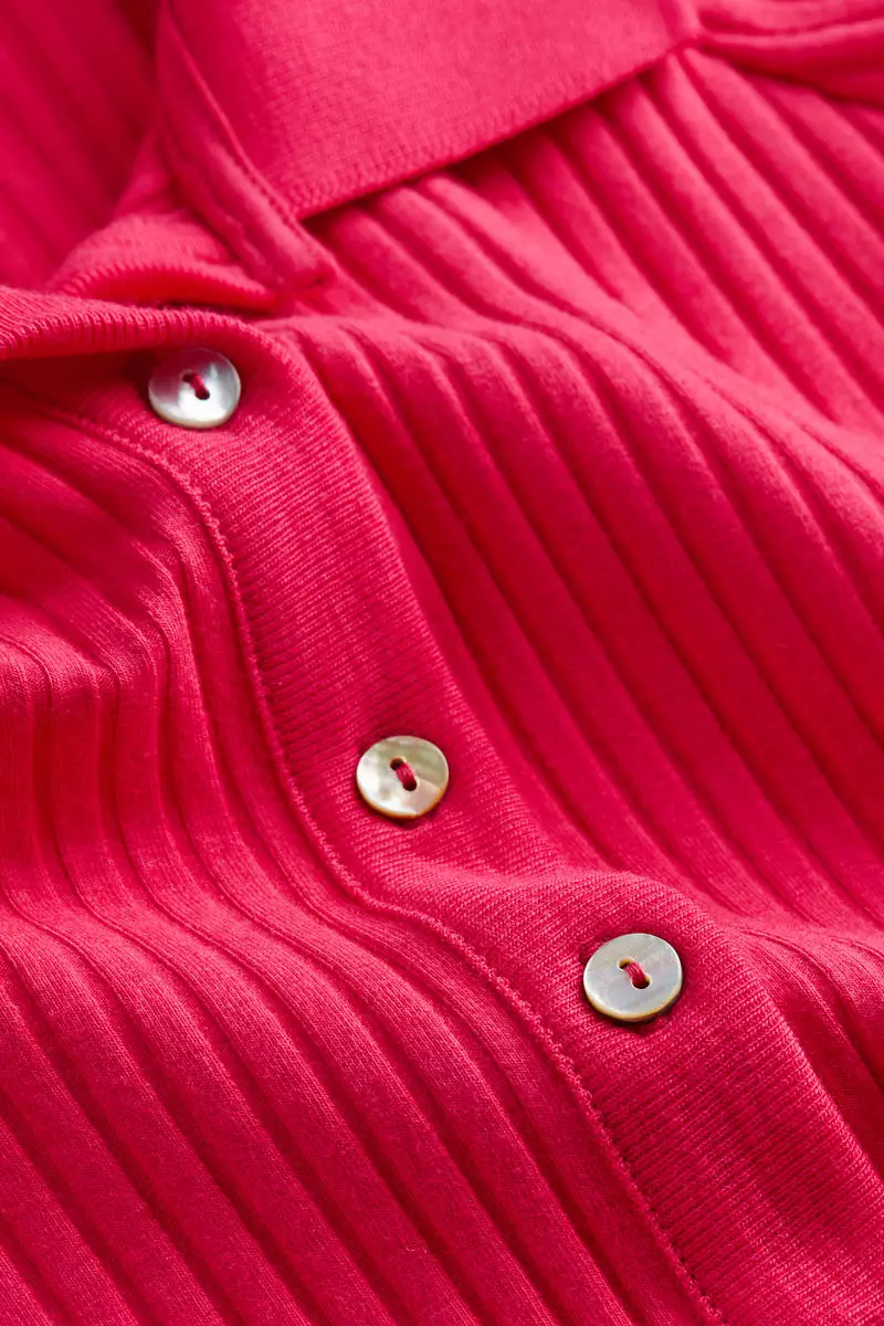 Ribbed button-front top