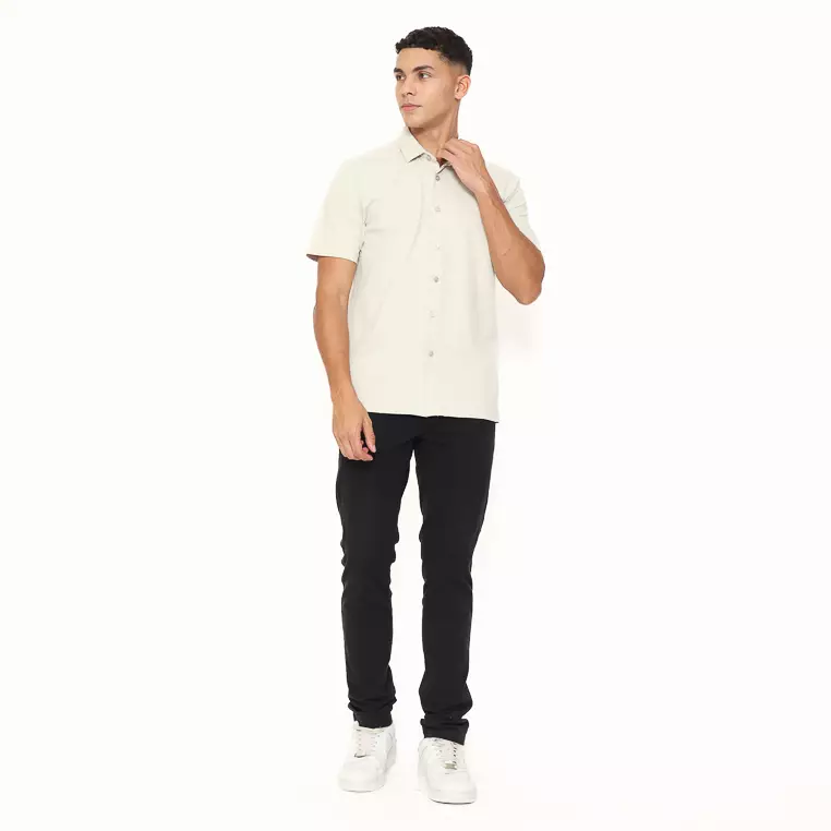 AMK Kemeja Pria Knit Lengan Pendek SHS Issa Ss Beige