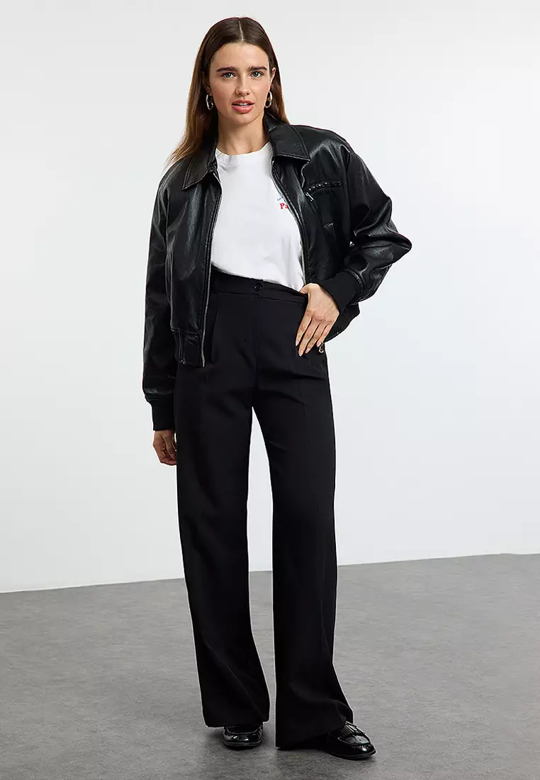 Pleated Wide Leg Trousers