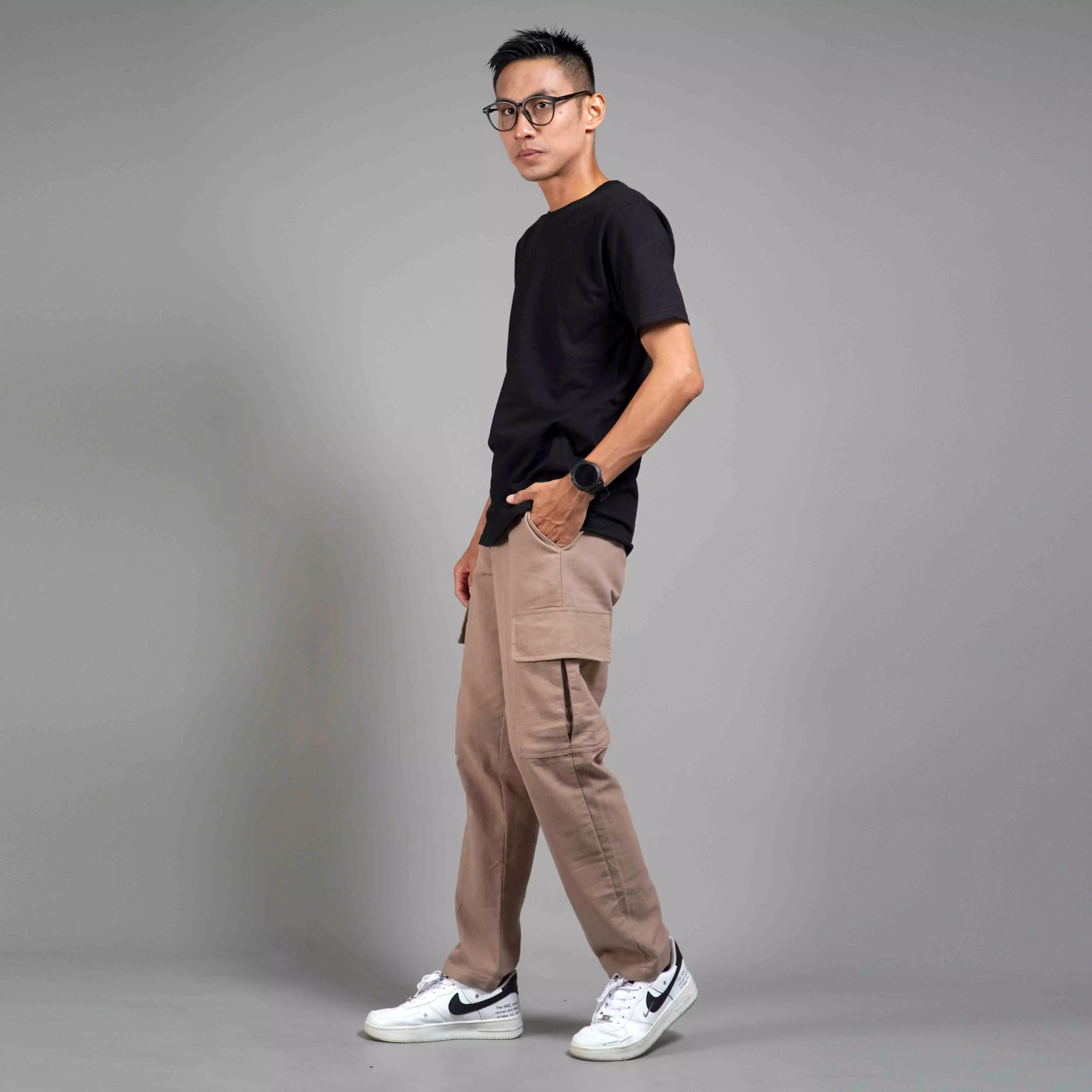  Kaos Polos Pria Lengan Pendek Basic Casual TShirt Cotton - Hitam