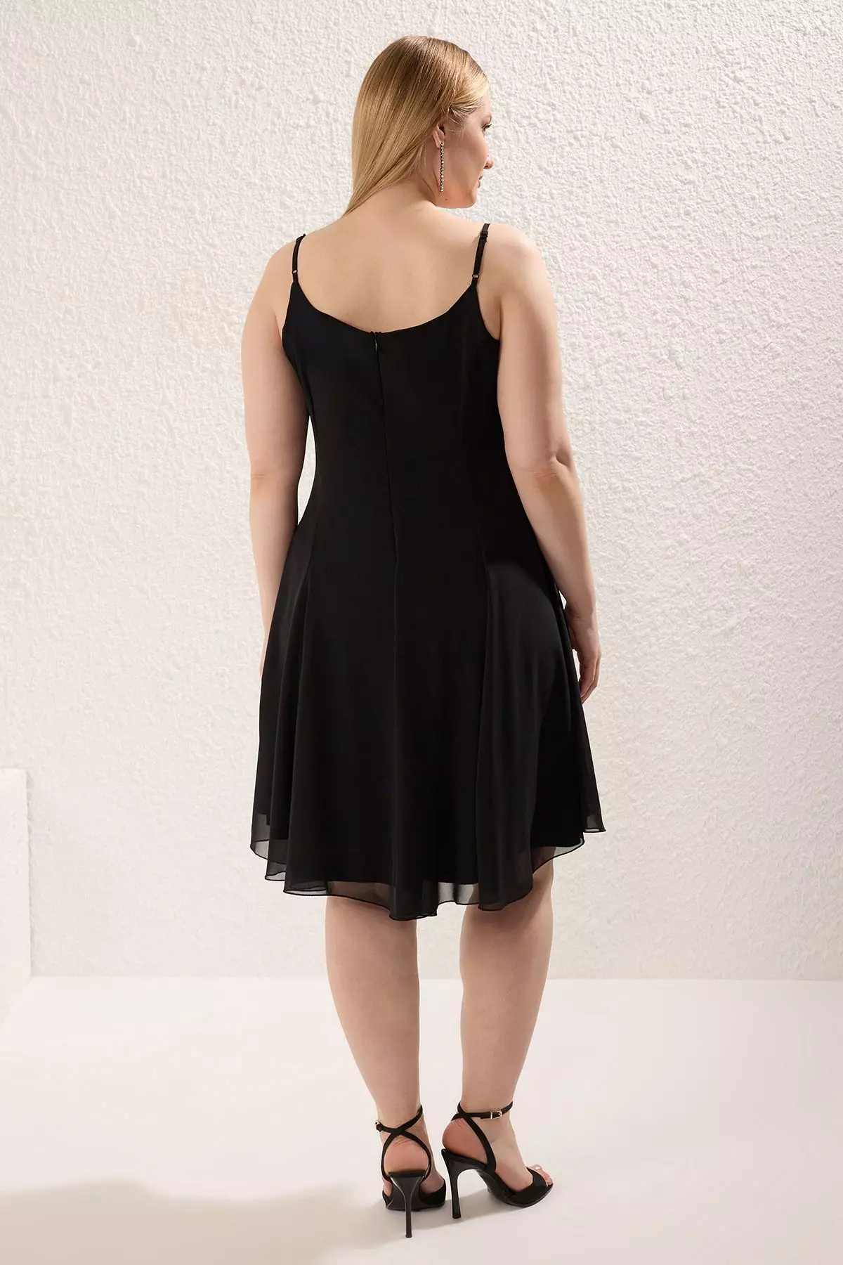 Chiffon Accessory Strap Mini Woven Plus Size Dress