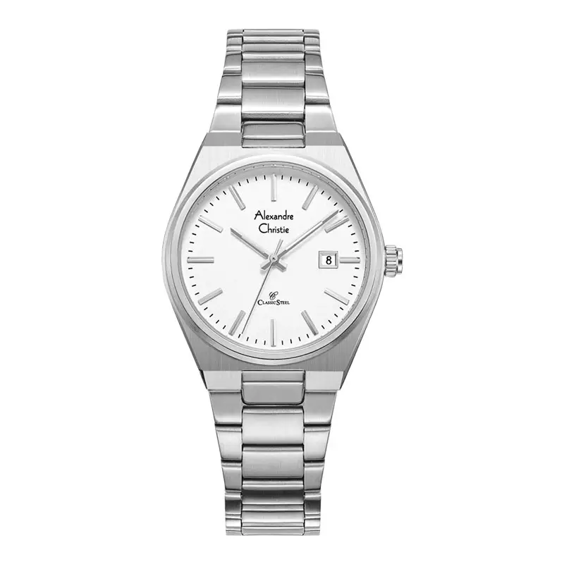 Jam Tangan Wanita Alexandre Christie Classic Steel AC 8713 LD FSSSL Ladies Silver Dial Stainless Steel Strap