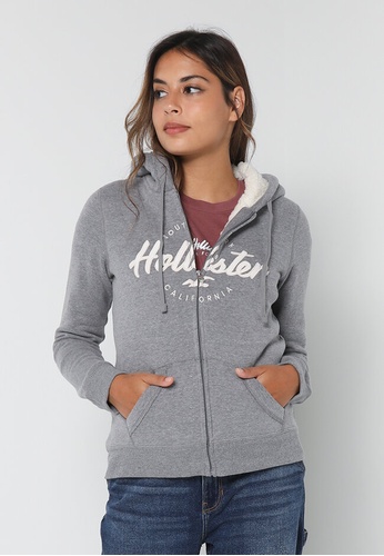 Hollister sherpa hoodie womens on sale